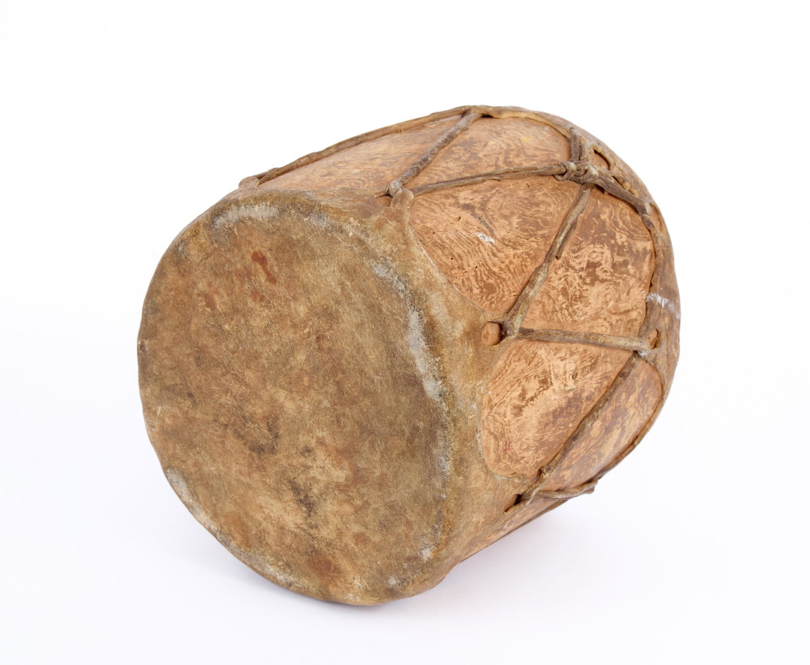 NATIVE AMERICAN LOG & RAWHIDE DRUM - 8