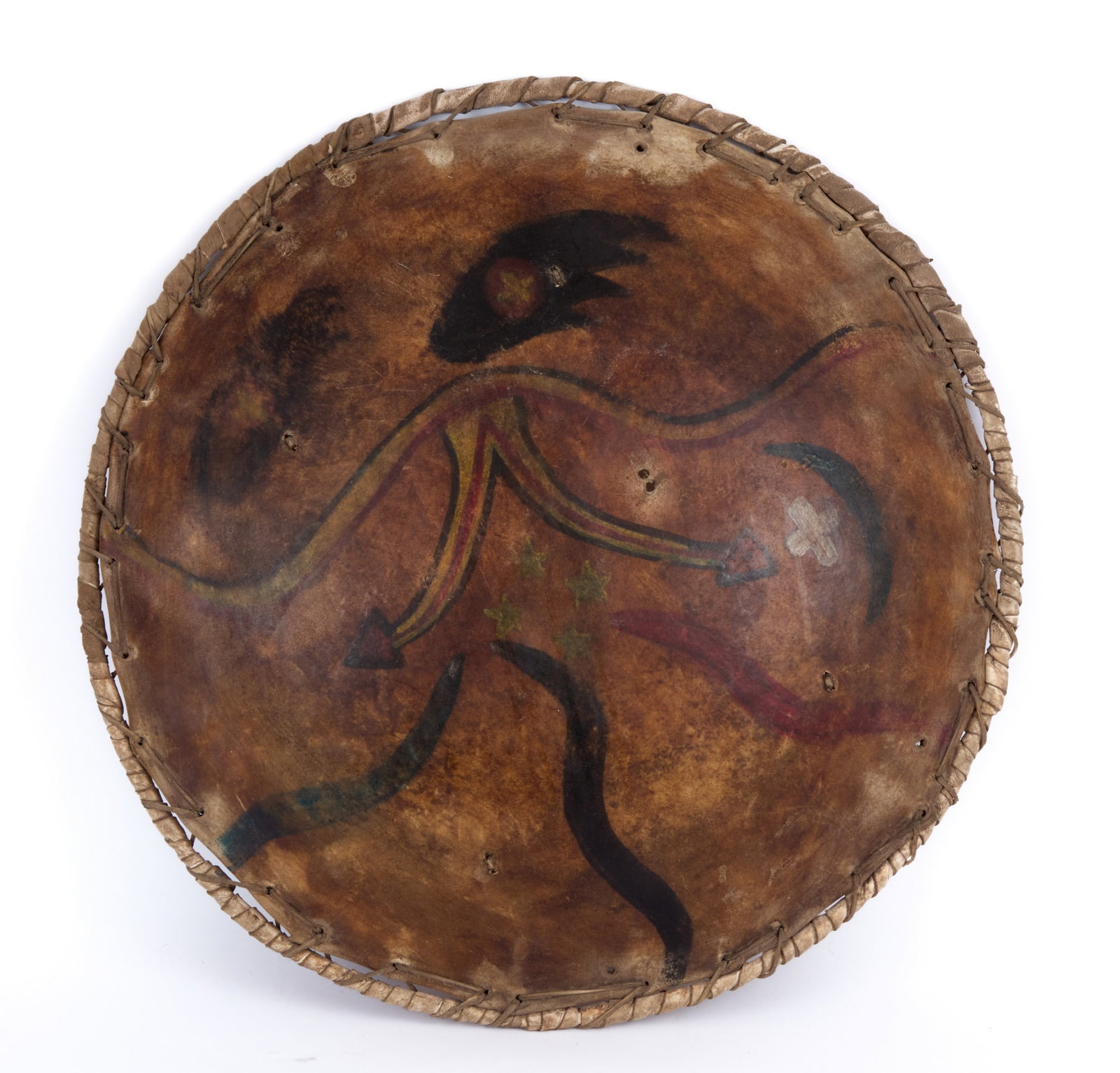 PLAINS INDIANS PAINTED RAWHIDE SHIELD (1 of 7)