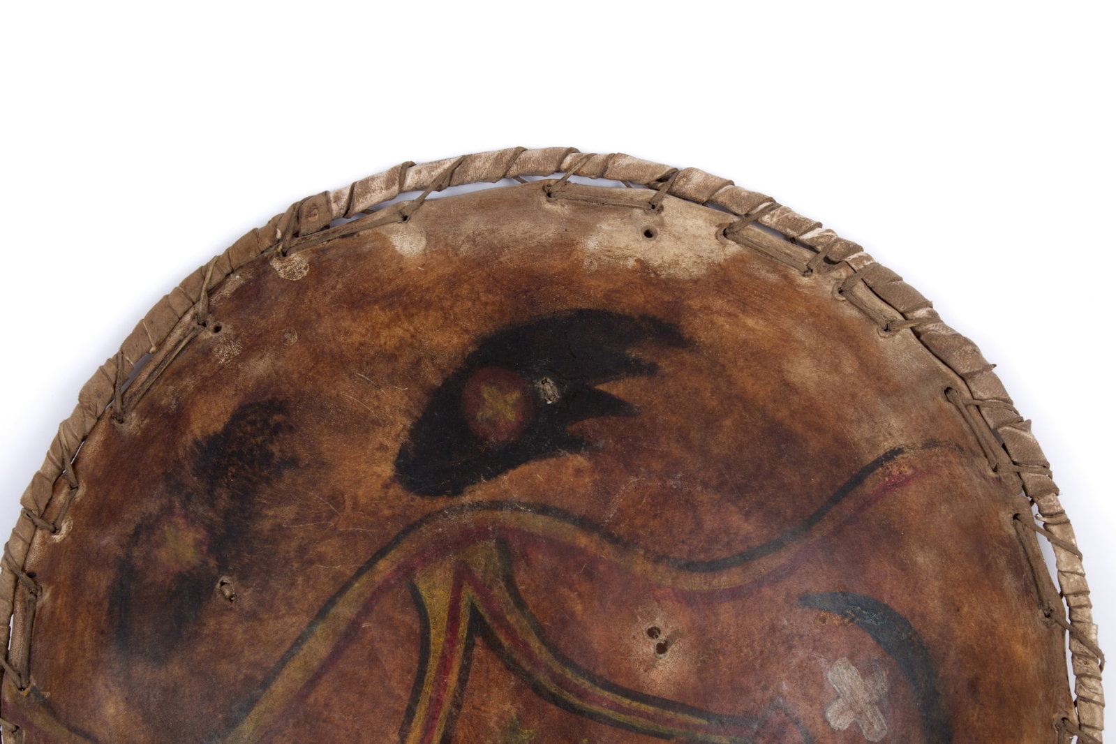 PLAINS INDIANS PAINTED RAWHIDE SHIELD - 2