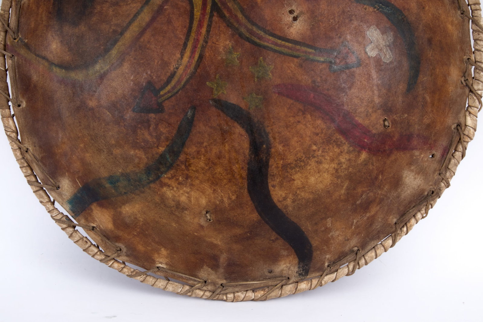 PLAINS INDIANS PAINTED RAWHIDE SHIELD - 4