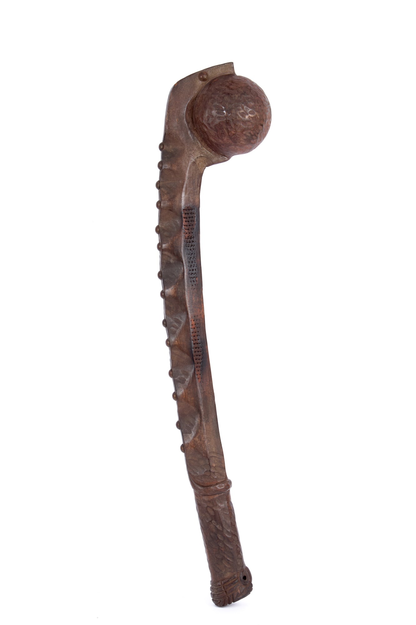 FIGURAL NATIVE AMERICAN CARVED SNAKE WAR CLUB (1 of 13)