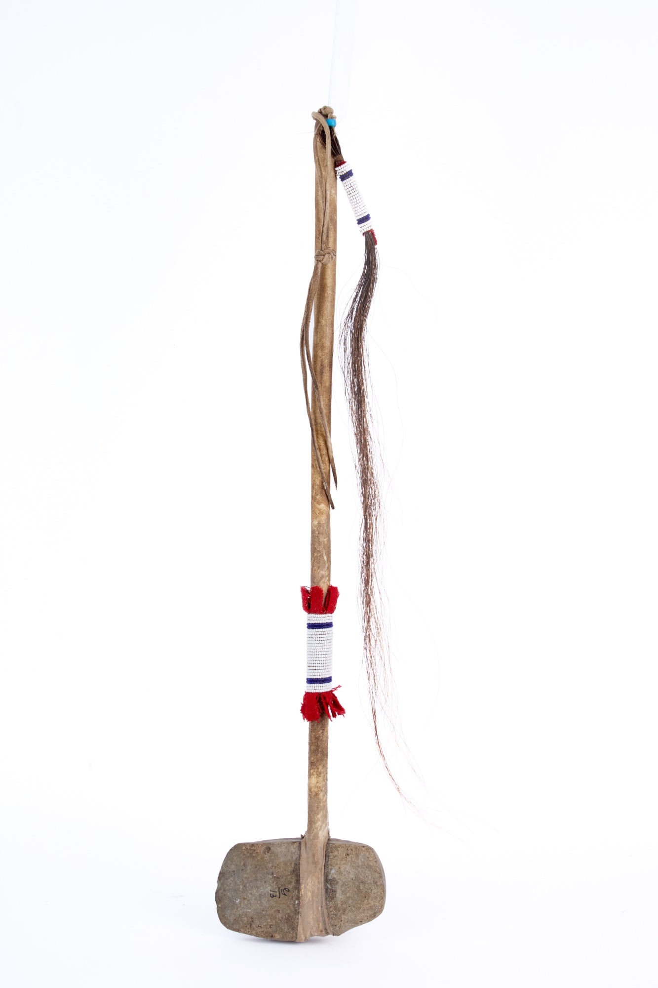 PLAINS INDIANS STONE HEAD WAR CLUB with BEADWORK (1 of 12)