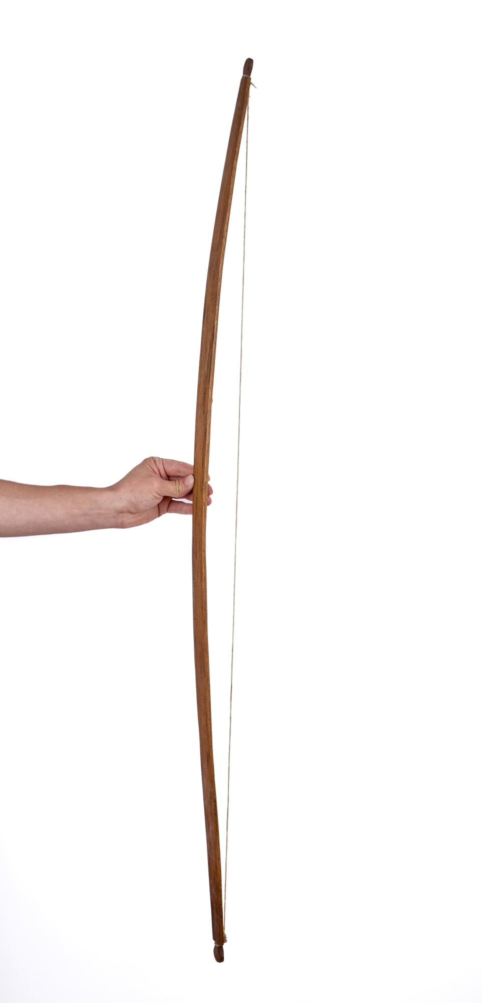 PLAINS INDIANS LONGBOW with SINEW STRING: Notched tie offs. 47 1/4 inches.