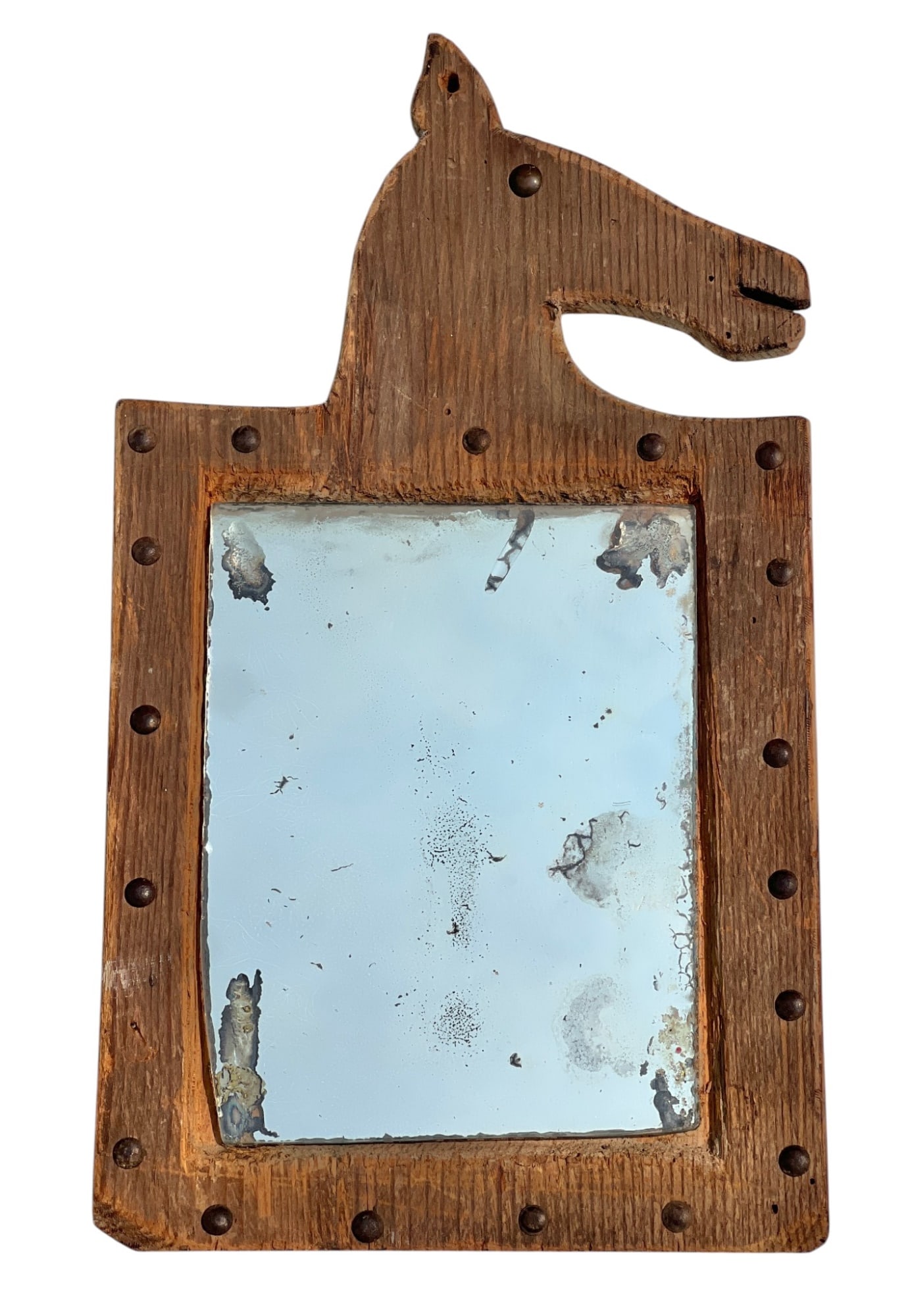 (19th c) PLAINS INDIANS CARVED HORSE MIRROR BOARD: (19th c) Plains Indians carved horse mirror board used in ceremonial dances. 13 x 7 1/4 inches.