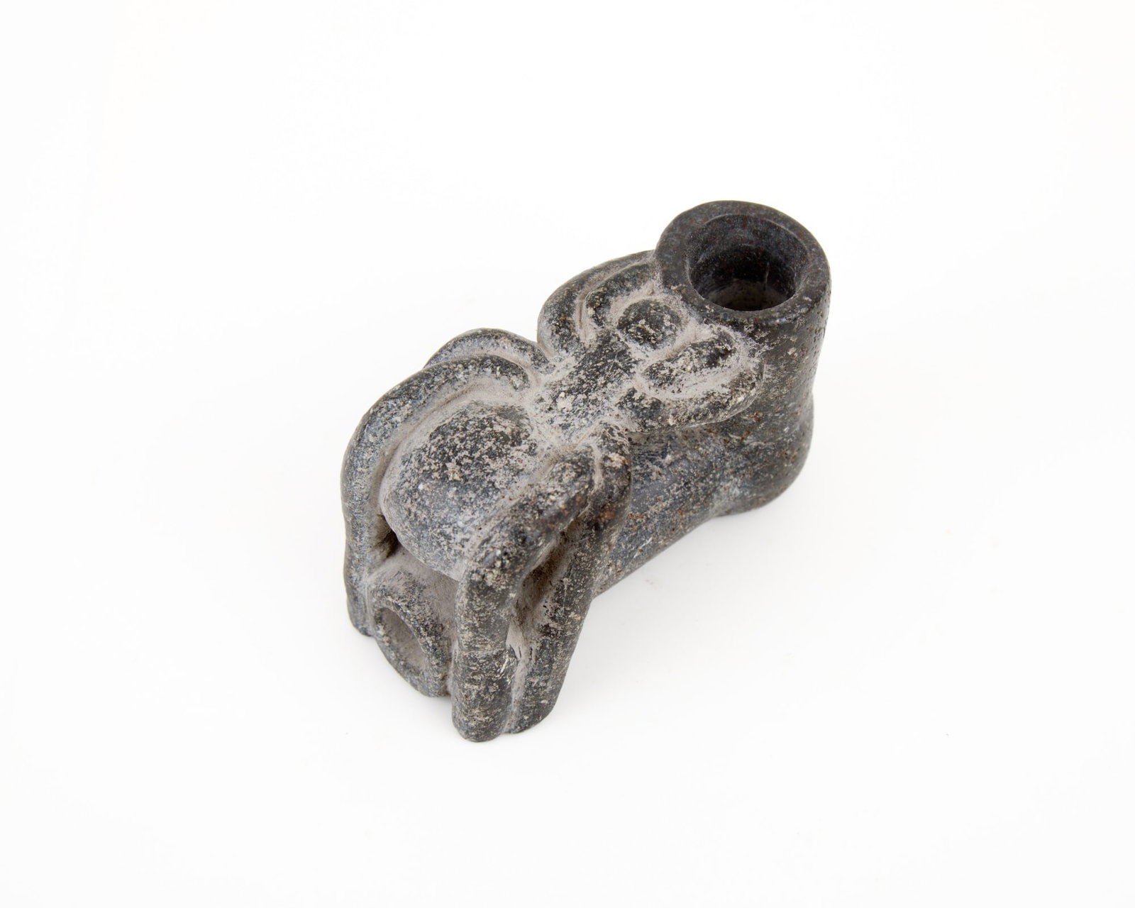 UNUSUAL NATIVE AMERICAN STEATITE EFFIGY PIPE BOWL (1 of 10)