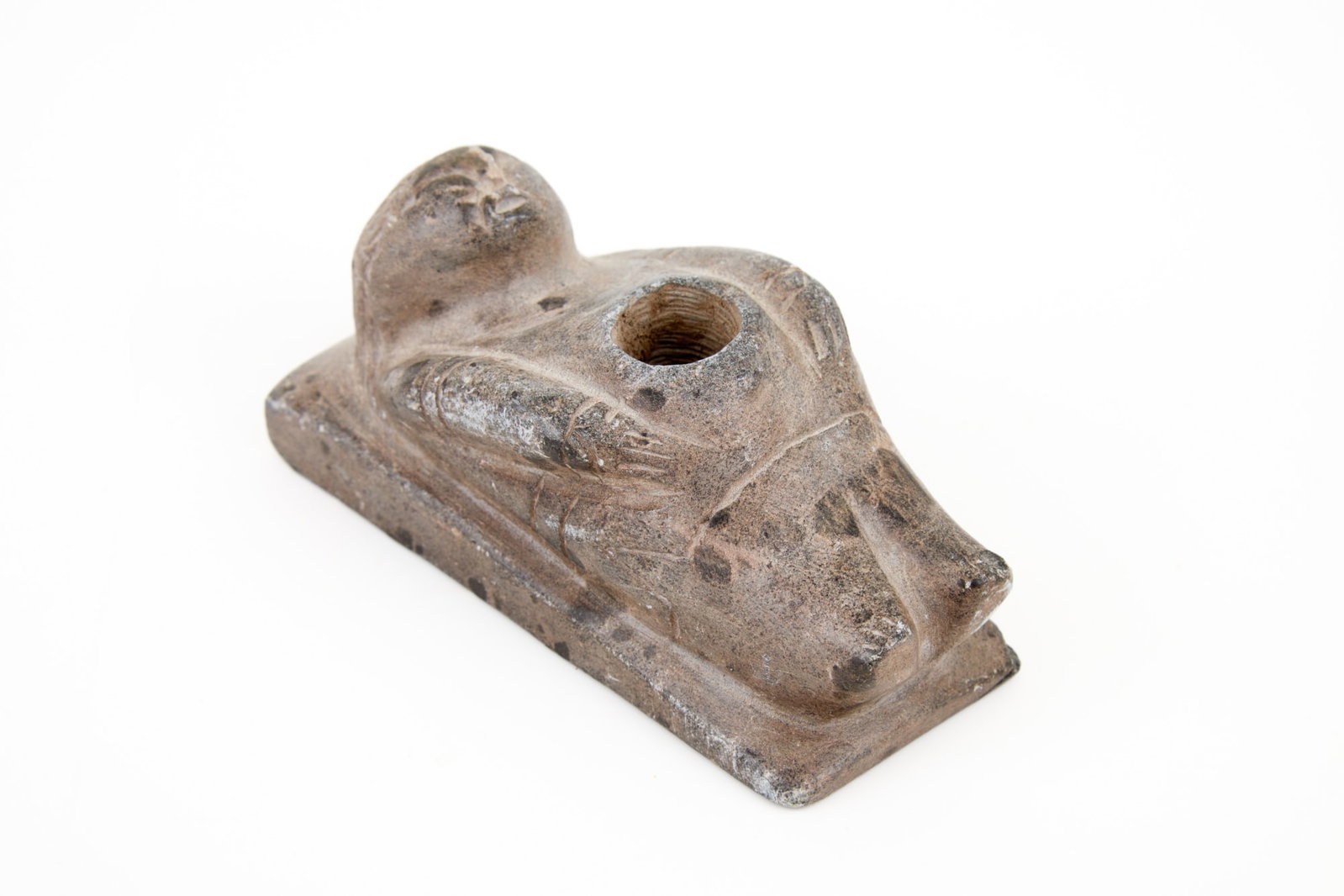 NATIVE AMERICAN CARVED STEATITE EFFIGY PIPE (1 of 9)