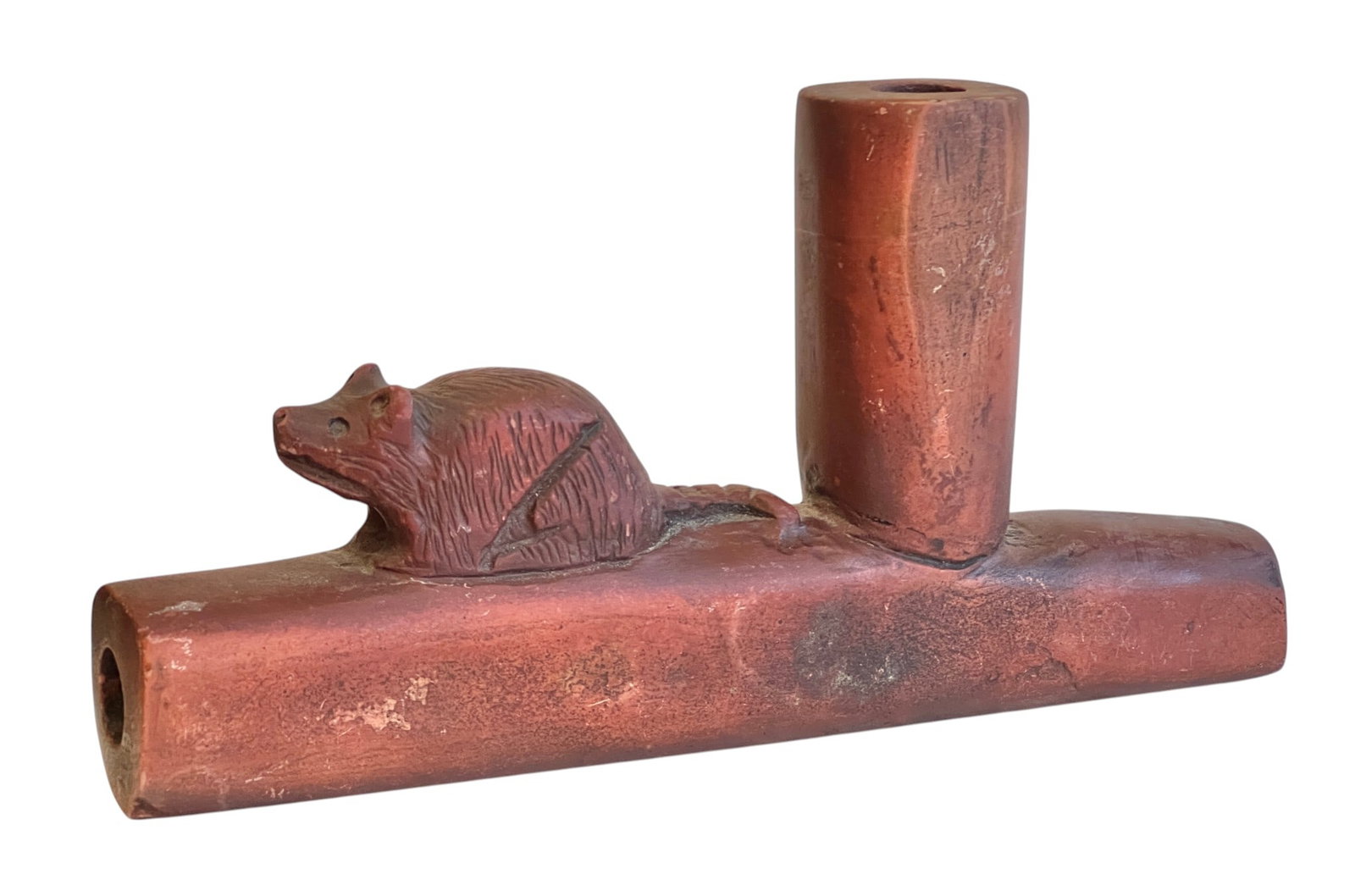 CARVED NATIVE AMERICAN CATLINITE EFFIGY PIPE (1 of 5)