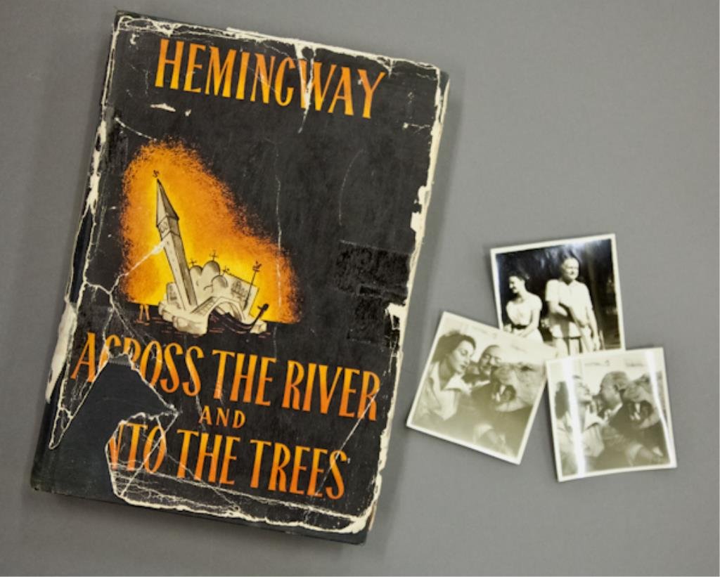 Hemingway signed 1st Edition: Hemingway, Ernest. "Across the River and Through the Trees", 8vo, cloth bound with dust jacket, presentation inscription "To Roberto Herrera y Sotolongo, Monstruo legitimo y fiel companero en muchas c