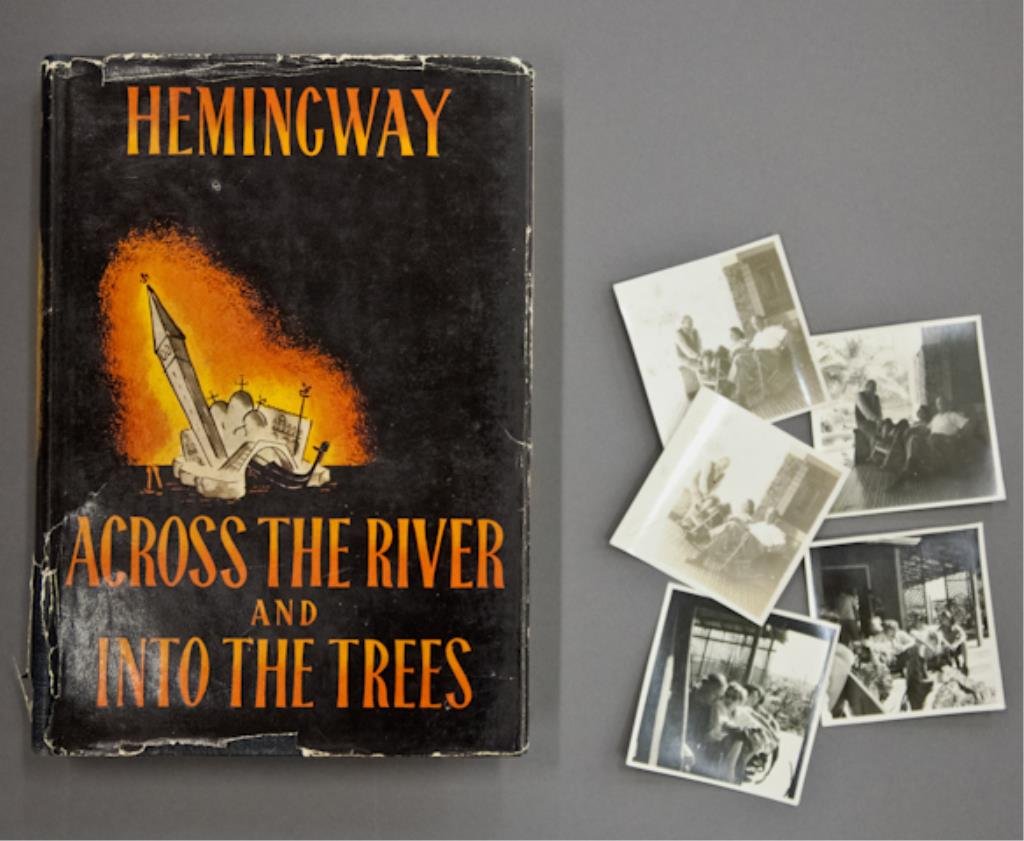 Hemingway signed 1st edition: Hemingway, Ernest. "Across the River and Through the Trees", 8vo, cloth bound with dust jacket, presentation inscription "To Roberto Herrera, old comrade in arms, with much appreciation for his loyal 