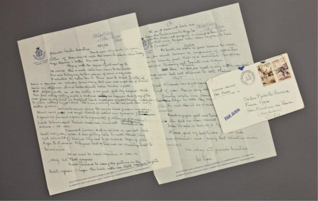 Ernest Hemingway Letter from Paris: (1) Handwritten in ink letter signed "Mr. Papa" to Roberto Herrera about Hemingway's health, diet and alcohol consumption, asking about Gregorio's progress on the "Pilar", the doctor's orders for beha