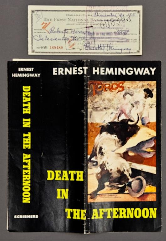Ernest Hemingway Signed Check: (1) Bank check filled out and signed in ink "Ernest M. Hemingway" payable to Roberto Herrera for $700.00 dated December 20 1955, endorsed "Roberto Herrera", 2 3/4 x 6 1/4 inches, (with expected bank s