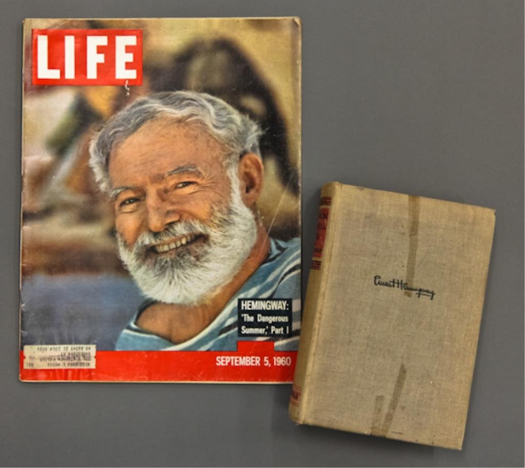 "For Whom The Bell Tolls" 1st Edition: (1) First edition of "For Whom The Bell Tolls" by Ernest Hemingway, Charles Scribner's Sons, 1940, first edition "A", no jacket. Tan cloth with black and red imprint, 8 1/2 x 6 inches, 471 pages. (fai