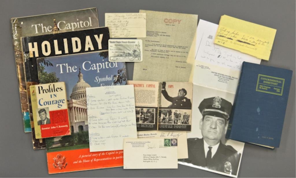 James H. Boyer, U.S. Capitol Police: (1) Hand-written list of handyman chores for "James" on Hyannis Port Massachusetts stationary which is in the hand of Jackie Kennedy, (1) type-written letter stamped "Copy" from John F. Kennedy to Com