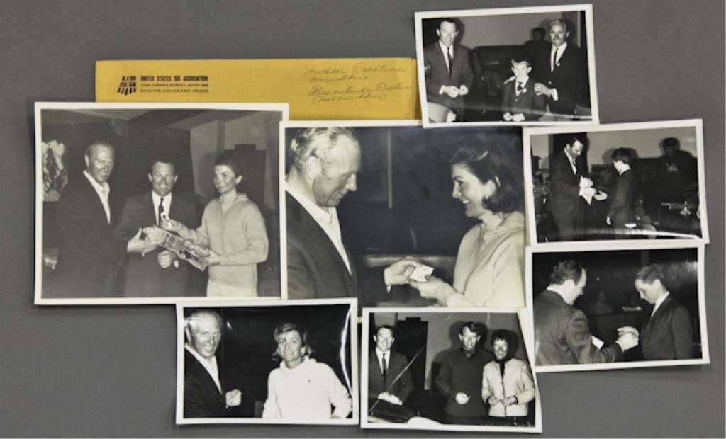 1964 Kennedy Ski Race Award Photographs: (5) Photographs of the 1964 Kennedy Ski Race award ceremony, including Olympic skier Tom Corcoran, David Kennedy, Robert F. Kennedy, Steve Smith, Willy Schaeffler, Jean Kennedy Smith, and Christl Staf
