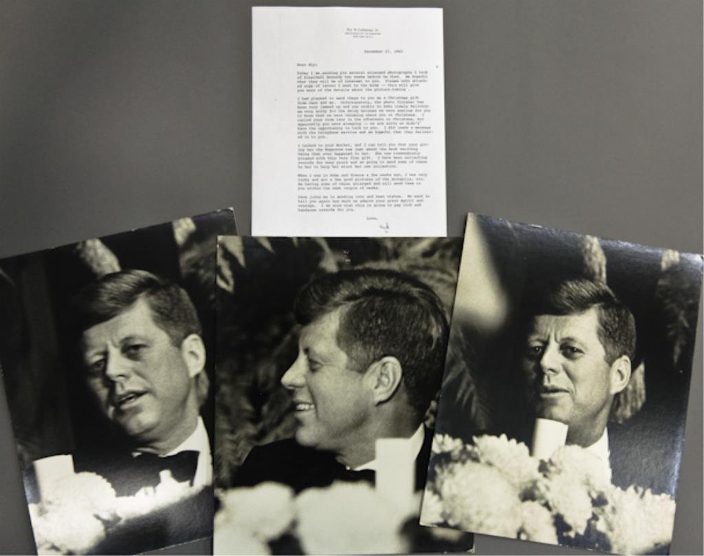 John F. Kennedy Portraits By Ely R. Callaway Jr.: (3) Large format photographs of President John F. Kennedy taken two weeks before his death by Ely R. Callaway Jr. (of Callaway Golf fame) stamped on verso "Full View Of Courage, Copyright 1963 By Ely 