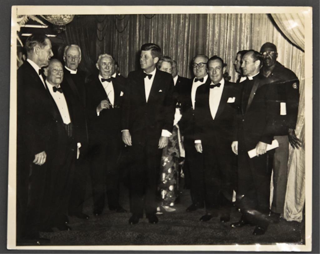 John F. Kennedy in New York City: (1) 8 x 10 inch photograph of President John F. Kennedy with Mayor and Mrs. Robert Wagner, Rev. Dr. Arthur Lee Kinsloving and Rev. Dr. Ralph W. Sockman etc. taken by Frank Donato (stamped verso) at th