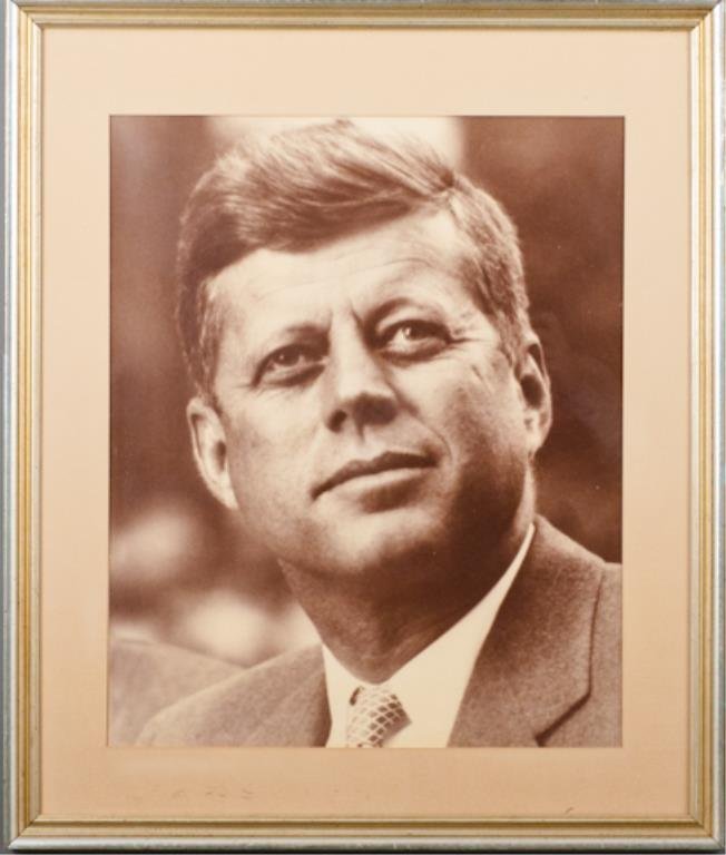 1961 Iconic John F. Kennedy Portrait: (1) Portrait of President John F. Kennedy taken by White House Press Photographer, February 20, 1961. 20 x 15 1/2 inches, 25 3/4 x 22 1/2 inches framed.