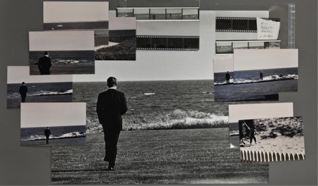1964-Robert F. Kennedy: (8) 35mm film negatives with (1) 4 x 6 inch photograph reprint of each. Robert F. Kennedy walking alone on the beach; one image of John F. Kennedy Jr. Also, (1) 16 x 20 inch photograph reprint of Sena
