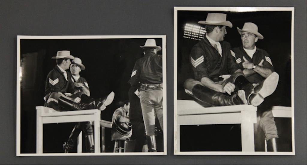 "Sergeants 3" 1962: (2) 8 x 10 inch photographs of cast members Dean Martin and Peter Lawford on the set of "Sargeants 3". "Sargeants 3" was the last movie in which the "Rat Pack" appeared with Peter Lawford.