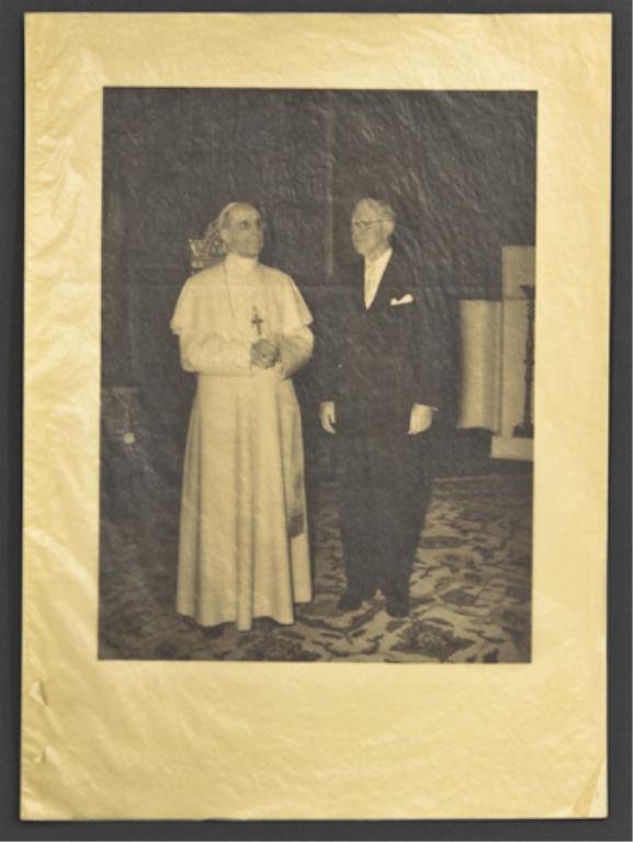 Joseph P. Kennedy with Pope Paul: (1) 9 x 6 3/4 inch formal photograph of Joseph P. Kennedy with Pope Paul signed G. Felici, Rome. 12 1/2 x 9 inches including margins.