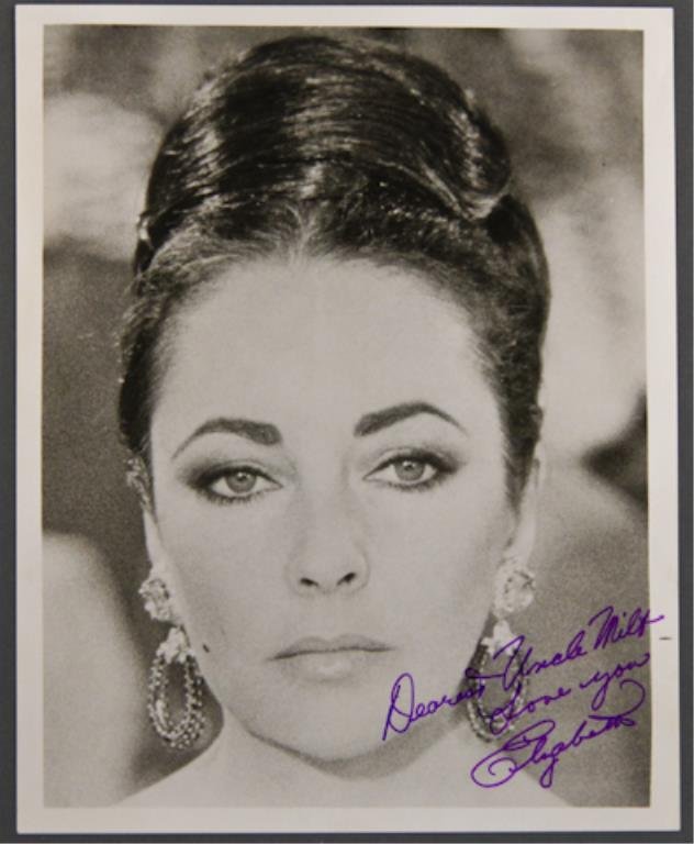Elizabeth Taylor Signed Photograph: (1) 8 x 10 inch photograph of Liz Taylor signed and inscribed "Dearest Uncle Milt, Love You Elizabeth".