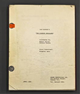 "The Diamond Smugglers" by Ian Fleming: (1) Steel-fastened screenplay "The Diamond Smugglers" by Robert Muller and Anthony dated April 1966, 160pp. This was adapted from the book of the same title by Ian Fleming. (Project "scrubbed")