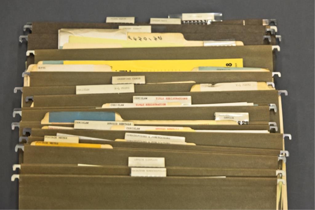 Peter Lawford Rentals, Forms, Office Supplies: (Files) including TV Guide subscription, Office Supplies, Postage Meter, Subscriptions for Production Manuals and Motion Picture Almanacs, Studio Rentals with a brochure for the Bendestorf Studio and