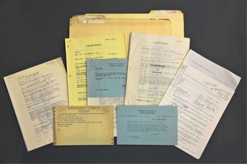 "Patty Duke Show" Pilot: (File) entitled Sidney Sheldon with 1963 correspondence, (File) entitled Pilot Scripts (2) "The Patty Duke Show" by Sidney Sheldon September 21, 1962, (3) Hand-typed scripts August 3, 1963, August 23,