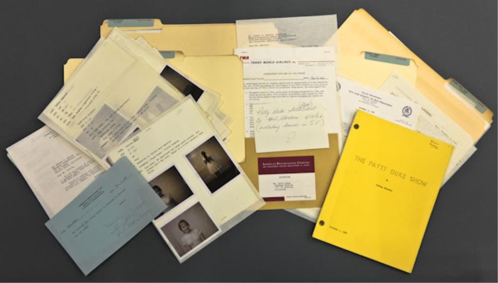 "Patty Duke Show" Pilot: (4) (Files) entitled "Pilot" concerning locations, casting, budget, cast and crew. Casting file includes 8 x 10 head shots as well as Polaroid snap shots and notes on auditions. Brass-fastened "The Pa