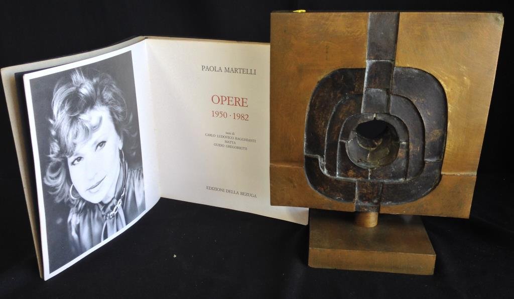 Paola Martelli Modernist Bronze Sculpture: 20th C. Cubist sculpture on base. The size is approximately 15 1/2" x 13". Condition: Very good.