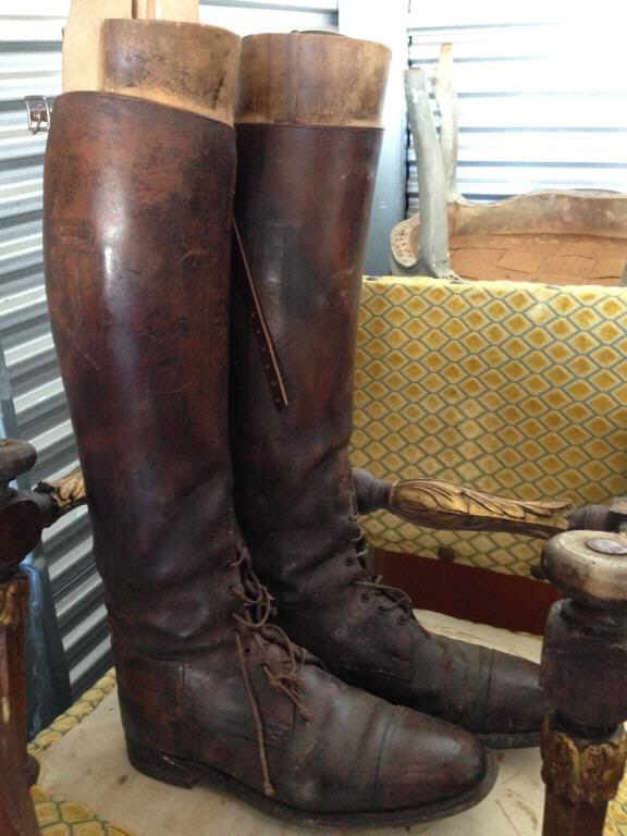 Henry Maxwell, London: Leather riding boots with wooden custom made boot trees.