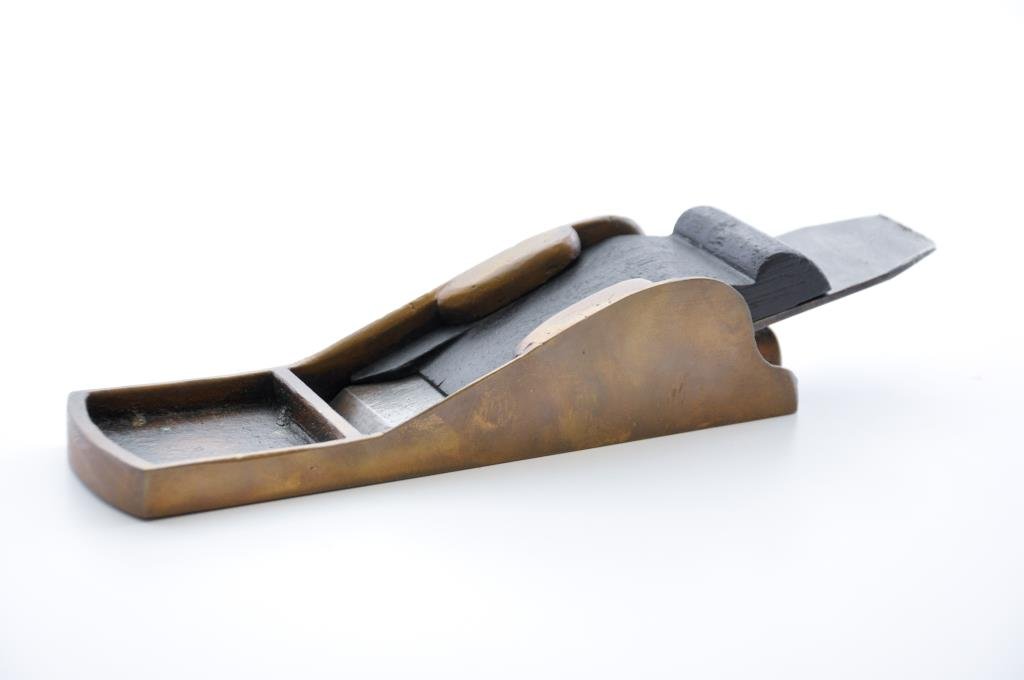 Chariot Plane: Bronze low angle chariot plane, 7 1/2” x 2 3/16”, Ebony wedge Condition: good