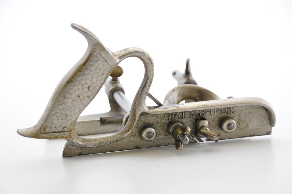 Stanley #50 Beading Plane: 5 1/2” arms. Patent date on plane of, “Pat'd 8 – 11 – 03” Nickle finish. Condition: good