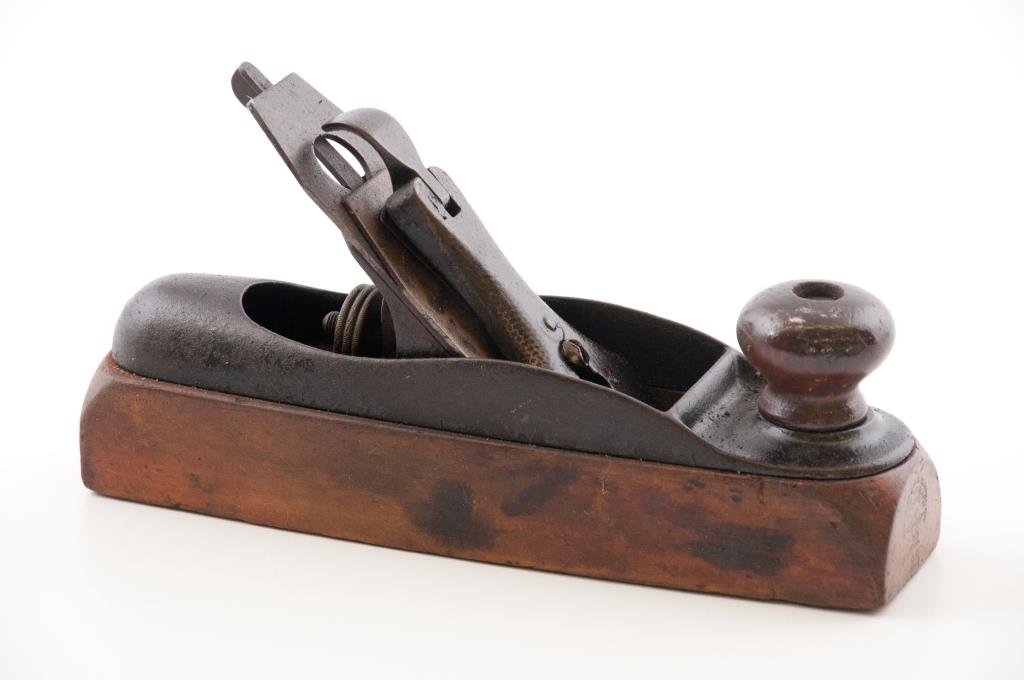 Stanley #23 Plane: 9” long Stanley wood bottom plane #23. There's a very good Stanley Rule & Level Co. stamp on the toe. Condition: Very good