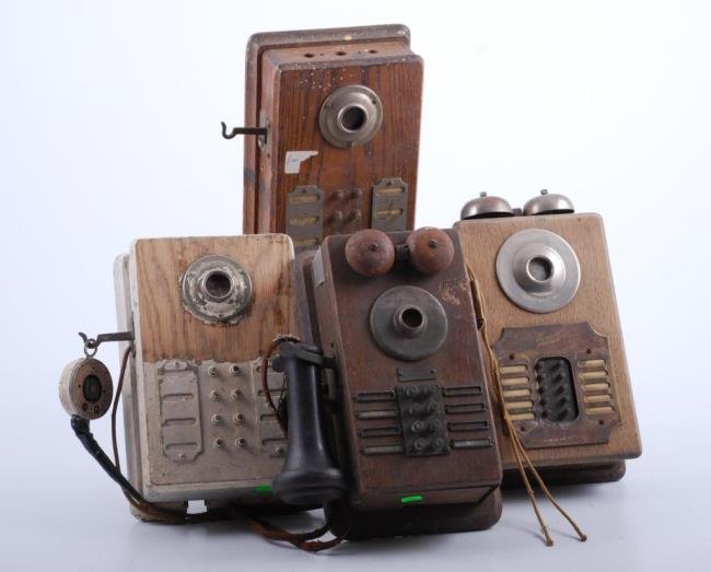 Lot of (4) Intercom Phones: (8) Button phones manufactured b S.H. Couch. Condition: Fair, parts missing