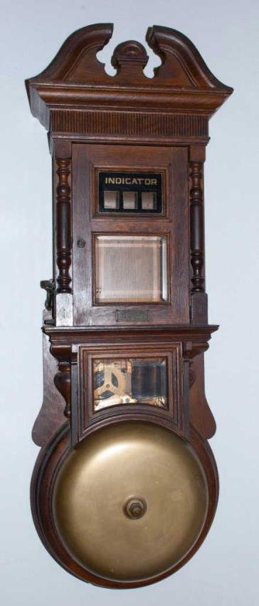 Gamewell Fire Alarm Telegraph Co. New York Alarm: Gamewell Fire Alarm Telegraph Co. New York Alarm, "Indicator." A rare Fire House Automatic Alarm Indicator Gong by the Gamewell Fire Alarm Telegraph Company, New York. This master unit was positioned 