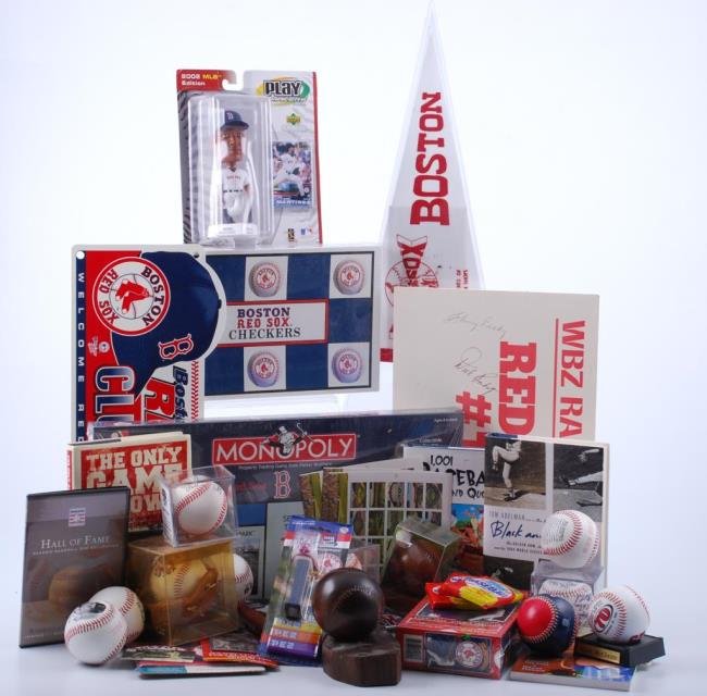 Dick Radatz & Johnny Pesky Sig. W/ Collectibles: Dick Radatz & Johnny Pesky Sig. W/ Collectibles Dick Radatz and Johnny Pesky autographs on a WBZ promo card from the 1986 World Series. Comes with large lot of collectibles, games, Pedro Martinez Bobb