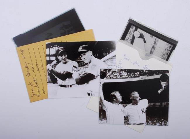 Two(2) Negatives of Joe Dimaggio and Mickey Mantle: Two(2) Negatives of Joe Dimaggio and Mickey Mantle One (1) 4" x 5" negative showing Mantle and Dimaggio during a 1973 Old Timers Game. Comes with a 4" x 5" print. One (1) 4" x 5" negative of Mantle an
