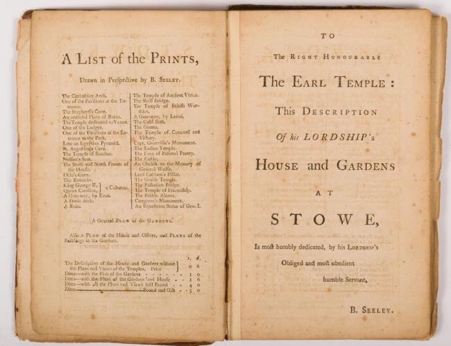 Stowe House and Grounds by Temple Buckingham 1777: "Stowe, a Description of the Magnificent House and Gardens" by Earl Temple, with a folding plan and 19 plates, 12 showing views, 7 of plans a new edition. Buckingham. 1777. Hardcover with tooled and g