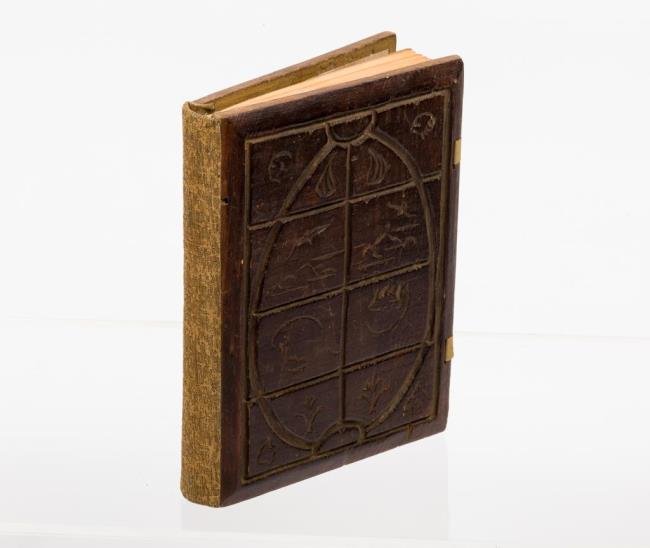 Adriiadne Roy Mitchell Original Manuscript 1927: "Adriadne" by Roy Mitchell, Original Manuscript in red and black hand written pen and ink 143pp. Hardcover cloth-bound with beveled hand-carved wooden boards. Inscribed by Jocelyn Taylor into an editi