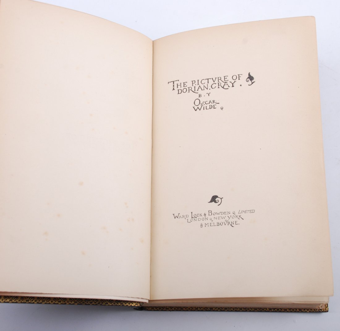Picture of Dorian Gray by Wilde. London. Ward Lock: "The Picture of Dorian Gray" by Oscar Wilde. Ward Lock and Bowen, London, New York and Melbourne. Hardcover with raised bands, tooled, gilt and panels spine and cover, tooled and gilt turn-in, top edg