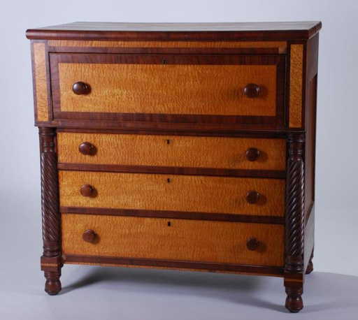 19thc American Clical Tiger Maple Dresser American Clical Tiger Maple Dresser