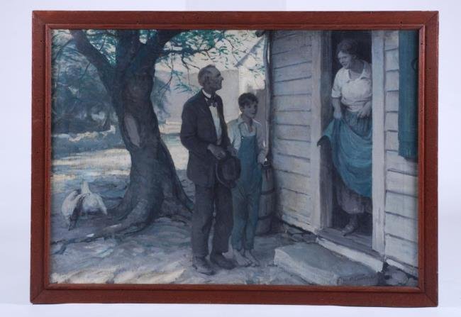 William P Couse Saturday Evening Post Illustration: William P. Couse (1898-1965) "I'm Real Glad to See You Back Again" oil on canvas 28 x 40 inches. Signed W.P. Couse '26 lower right. Framed. *This illustration appeared in the "Saturday Evening Post" o