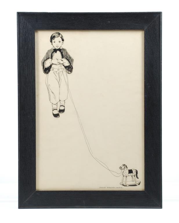 Jessie Wilcox Smith (1863-1935) Illustration: Pen and ink 18 x 12 inches. Signed Jessie Wilcox Smith. Framed. Condition: Good