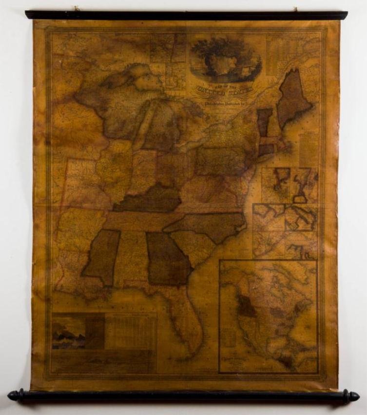 1833 MAP OF THE UNITED STATES BY MITCHELL: J.H. Young 1833. Published S. Augustus Mitchell. 43 x 35 inches