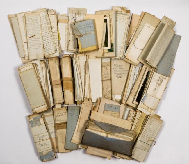 CALDWELLS FARM NEWBURY EPHEMERA W/CIVIL WAR LETTER: Important large grouping of antebellum period Caldwell farm family correspondence describing some of the torn sentiments of the times in greater Newburyport.