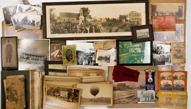 COLLECTION OF GREATER NEWBURY PHOTOGRAPHS ETC.: Including: Soldier's Monument dedication, over 45 postcards many real photo including firefighting related material, over 30 Cabinet cards of Byfield mills, rivers, ballooning, Plum Island etc., pamph