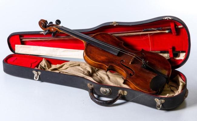 VIOLIN SIGNED JOHAN STOFS PRAGUE DATED 1828: Retains its original paper label. (2) Unsigned quality bows. Length 23 1/2 inches