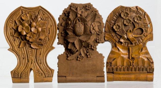(3) BLACK FOREST CARVED POCKET WATCH BOXES: Length 3 1/2 inches
