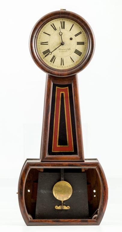 E HOWARD & CO BOSTON "NO. 4 BANJO" CLOCK: Rosewood grained case. Height 32 inches